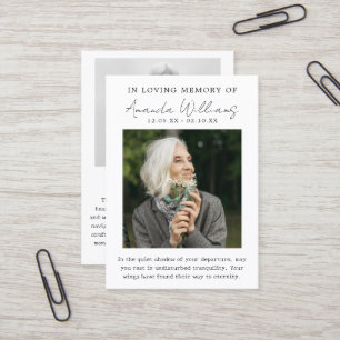Funeral de la foto - Tarjeta de agradecimiento
