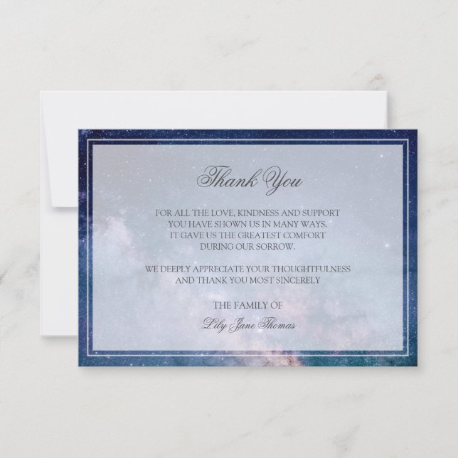 Funeral de Noche Starry Gracias | Tarjeta conmemor (Anverso)