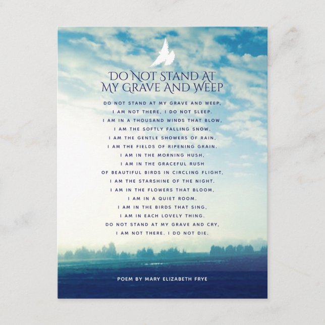 Funeral en amar nubes de memoria oración / tarjeta (Anverso)