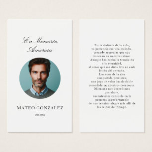 Funeral español en memoria tarjeta de oraciones fo