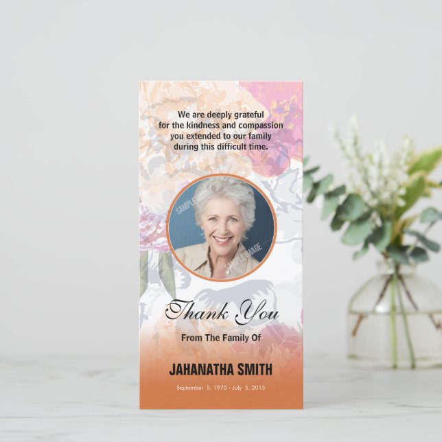 Funeral Floral Gracias Tarjeta Fotográfica (Anverso de pie)