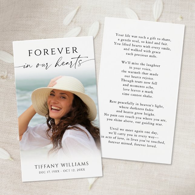 Funeral Forever Hearts Poem Photo Prayer Card (Subido por el creador)