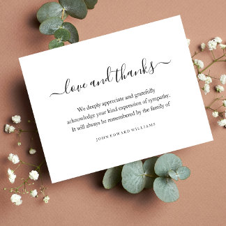 Funeral Gracias Nota Cartas Bereavement