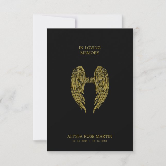 Funeral Memorial Angel Wings Dear One Passed Away (Anverso)