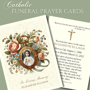 Funeral Memorial Floral Tarjeta de oración religio