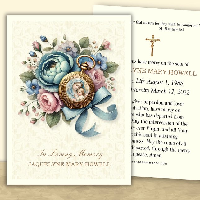 Funeral Memorial Floral Tarjeta de oración religio (Subido por el creador)