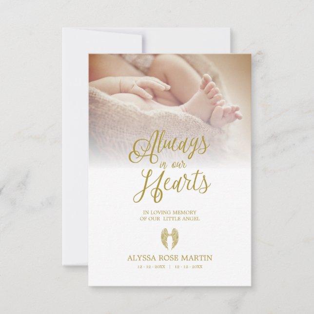 Funeral Memorial Photo Litlle Angel Wings Dear One (Anverso)