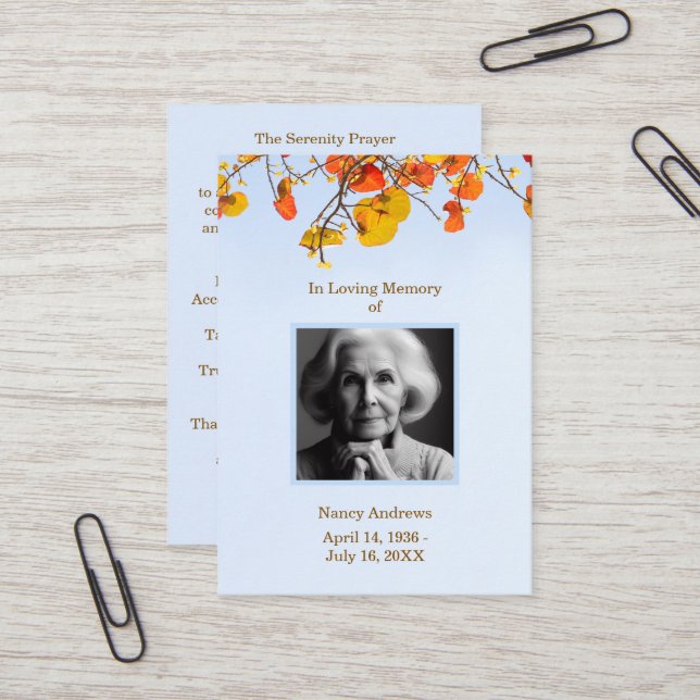 Funeral Memorial Service Tarjeta de Oración Sky Le (Anverso/Reverso In Situ)