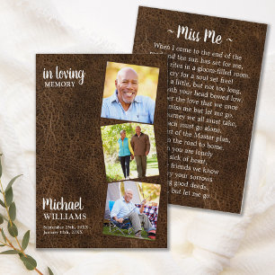 Funeral moderno 3 Tarjeta de plegaria conmemorativ