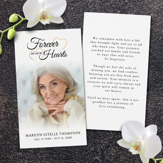 Funeral Photo Forever Hearts Photo Prayer Card (Subido por el creador)