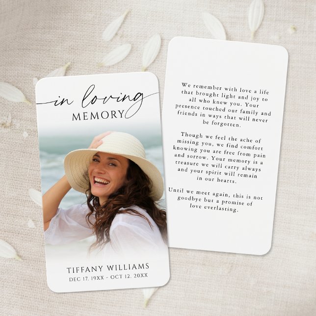 Funeral Photo In Loving Memory Modern Prayer Card (Subido por el creador)