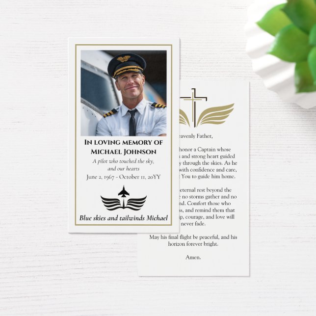 Funeral Photo Prayer for Pilot Modern Aviation (Escritorio)
