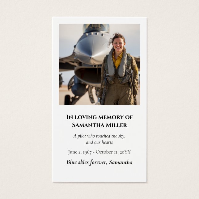 Funeral Photo Prayer for Pilot Modern Aviation (Frente)