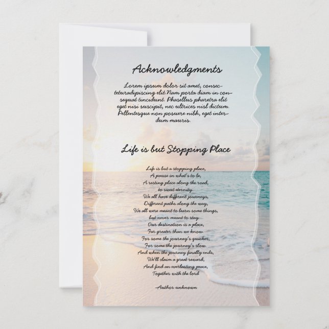 Funeral Prayer Card (Reverso)