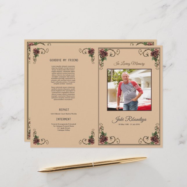 Funeral Program Flyer Template (Anverso/Reverso In Situ)