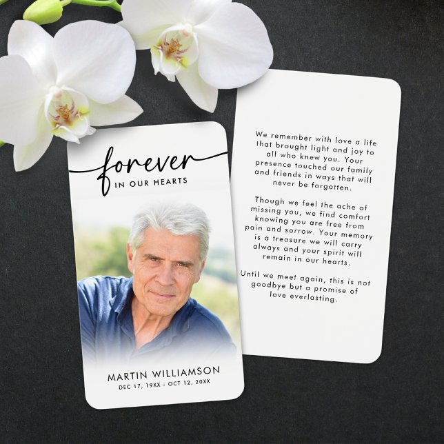 Funeral Sympathy Photo Forever Hearts Prayer Card (Subido por el creador)