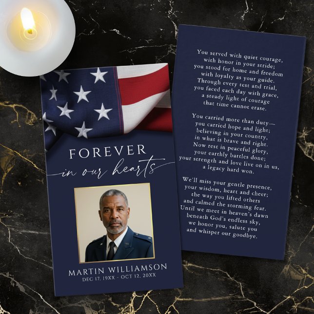 Funeral USA Flag Military Photo Prayer Card (Subido por el creador)