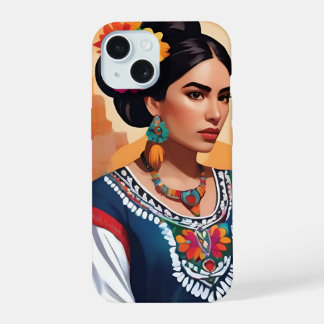 Funfa para iPhone 15 motivo mujer mexicana