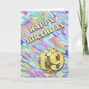Funky abstract tarjeta de 19 cumpleaños