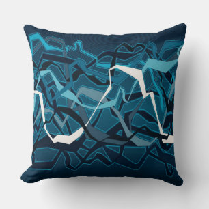 Funky Abstract Waves Cojín decorativo Verde azulad