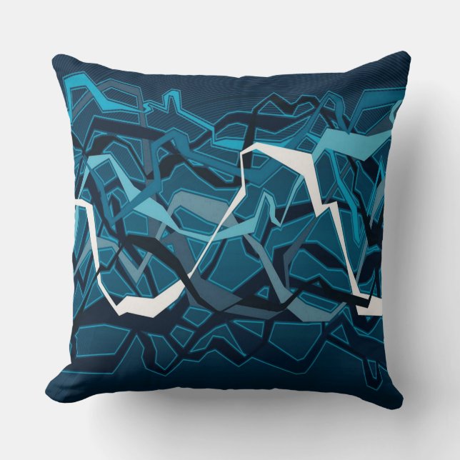Funky Abstract Waves Cojín decorativo Verde azulad (Anverso)