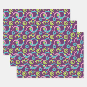 Funky Círculos Púrpura Envoltura de Papel Set
