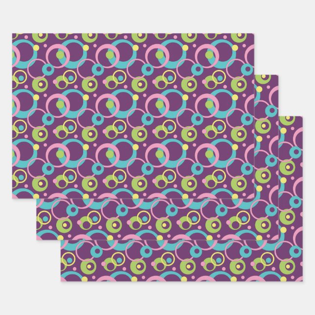 Funky Círculos Púrpura Envoltura de Papel Set (Set)