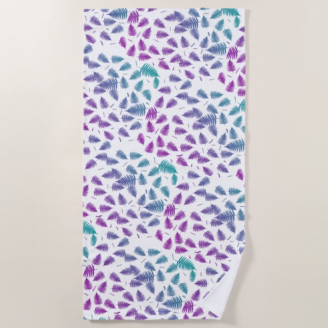 Funky Colorful Fern Pattern Toalla de playa (Anverso)