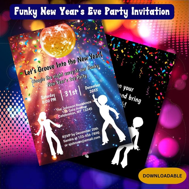 Funky Disco Invitación a la fiesta de Año Nuevo (Subido por el creador)