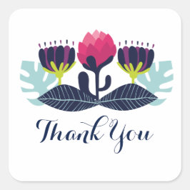 Funky Floral Gracias Pegatinas