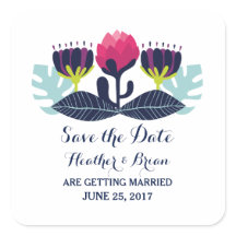 Funky Floral Save the Date Pegatinas
