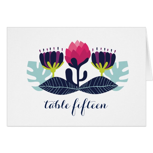 Funky Floral Table Number Card (Anverso (Horizontal))