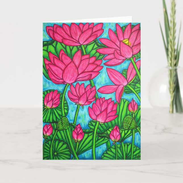 Funky Floral - Tarjeta de saludo Lotus (Anverso)