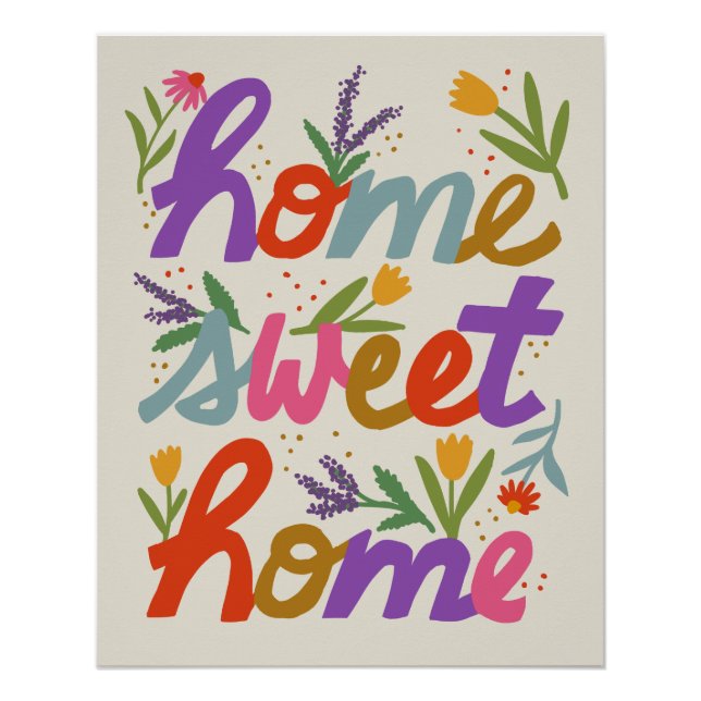 Funky Flowers Home Sweet Home Poster (Anverso)