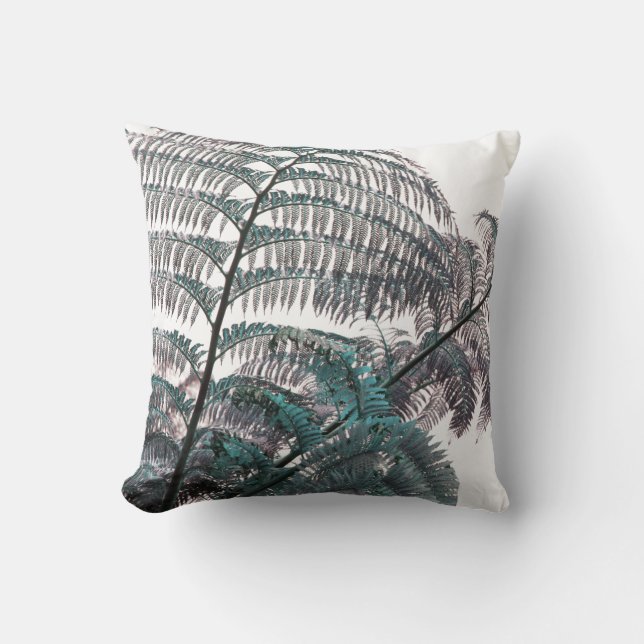 Funky Green Fern Leaf Cojín decorativo Cushion (Anverso)