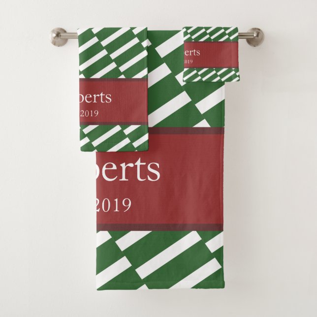 Funky Green Pattern Family Name and Year Modern (In situ)