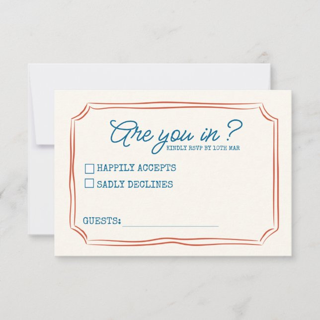 Funky Green Pink Red Funky RSVP (Anverso)