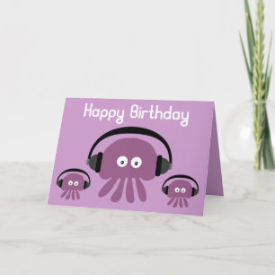 Funky Jellyfish DJ Tarjeta de bienvenida de cumple