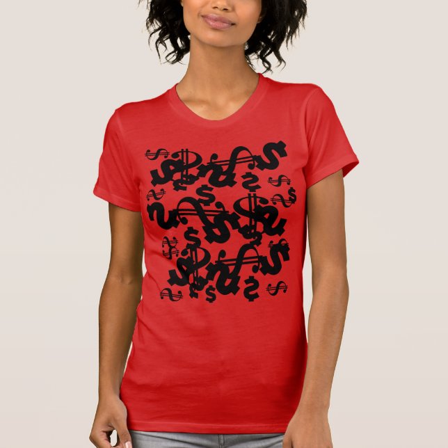 Funky Money Dollar Pattern Top T-Shirt (Anverso)