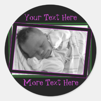 Funky Neon Purple and Green Frame Pegatinas