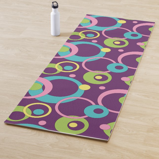 Funky Purple Circles Yoga Mat (In situ)
