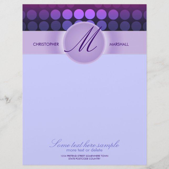 Funky Purple Disco Luces Papelería Letterhead (Anverso)
