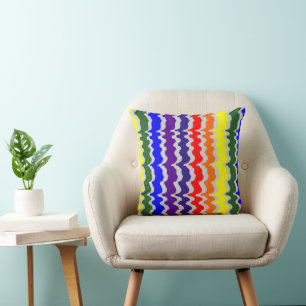 Funky Rainbow Cojín decorativo - Fondo gris