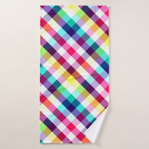 Funky Rainbow Plaid Pattern Bath Toalla