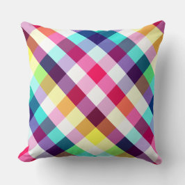 Funky Rainbow Plaid Pattern Big Cojín decorativo