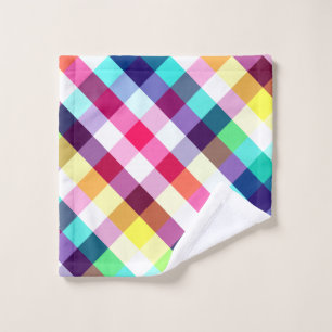 Funky Rainbow Plaid Pattern Washcloset