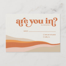 Funky Retro Naranja Peach y Gold RSVP Reply Card