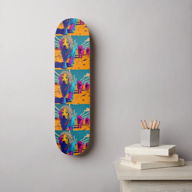Funky Skateboard para los amantes del perro (Arte de la pared)
