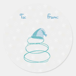Funky Snowman Gift Tag Pegatina