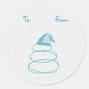Funky Snowman Gift Tag Pegatina